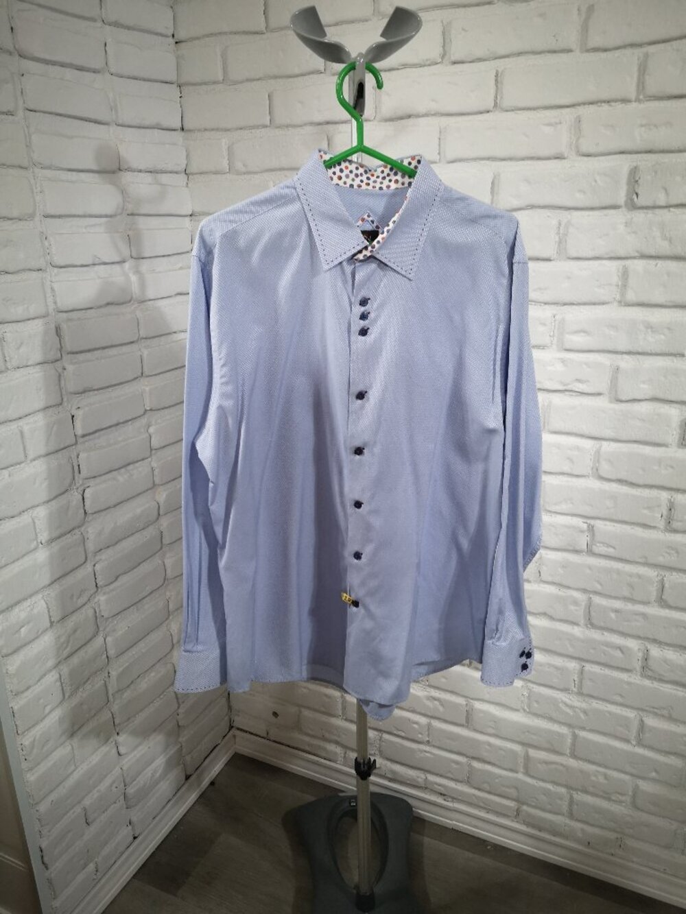 Di Nero Milano Men's Size XL Light Blue Button Front & Cuffs Dress Shirt Party